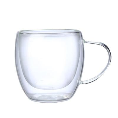 Mugs en Verre Transparent avec Anse et Paille - 250ml Lot de 2