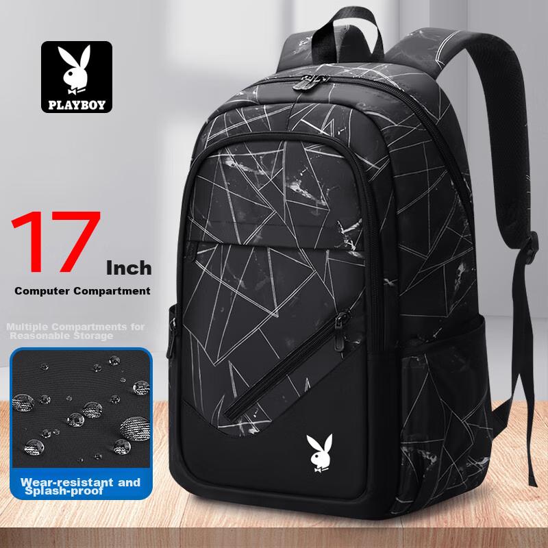 PLAYBOY Travel Backpack, Large Capacity Laptop Bag, Commuter Bag, Black