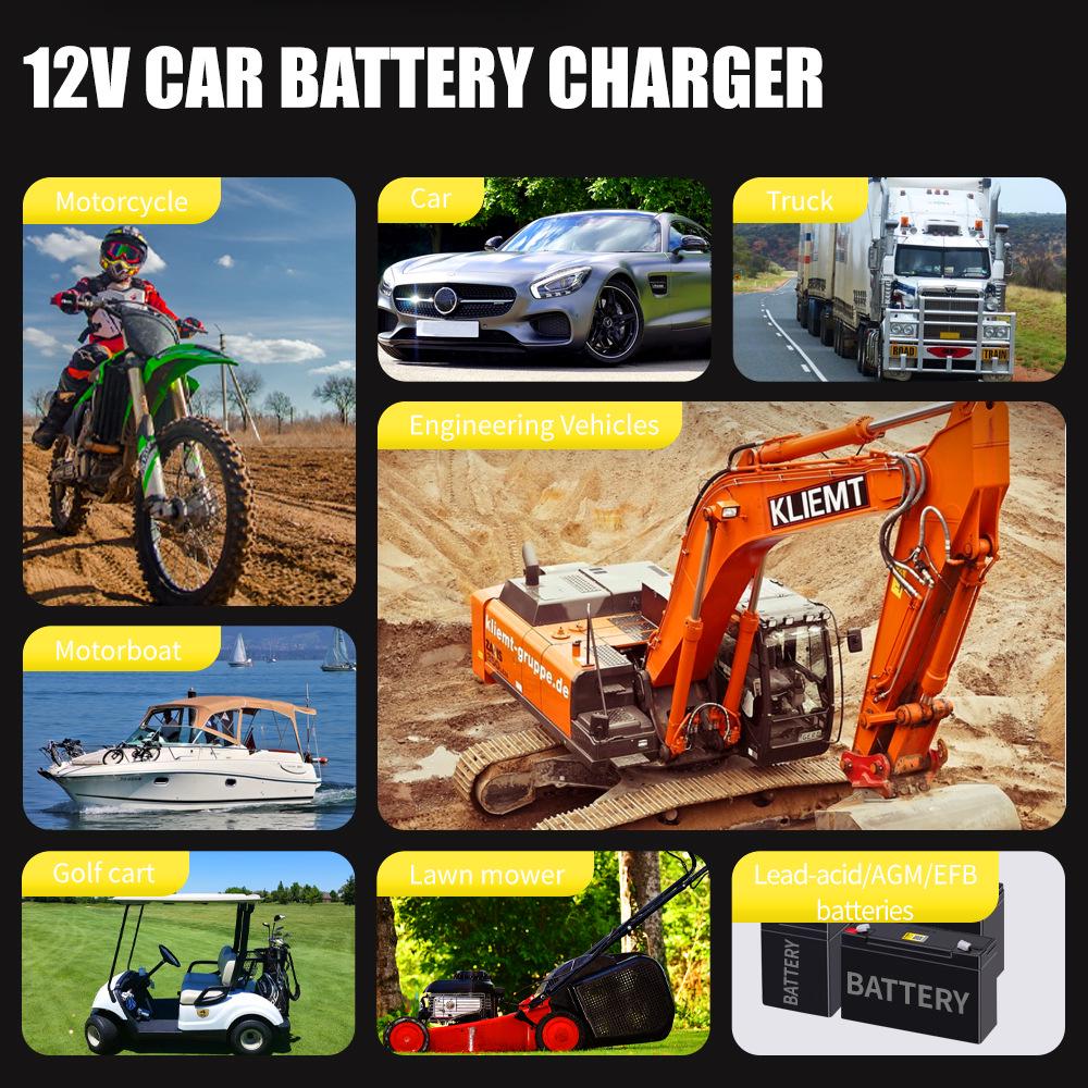 12V 6A Smart Charger for Lead-Acid Motorcycle & Car Batteries