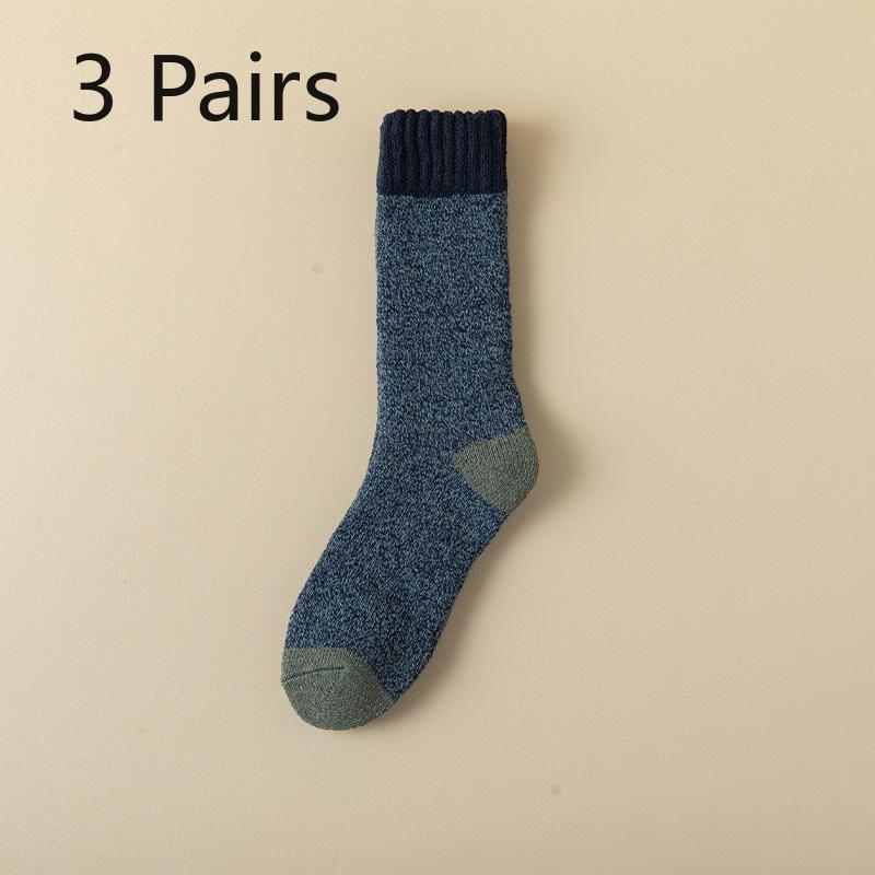 

3 пары мужских осенне-зимних шерстяных носков-колец, толстых, теплых, в тон, удлиненных 3 Pairs синий