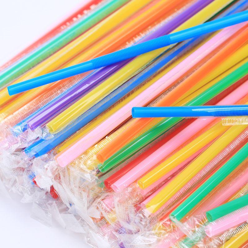 26cm Artistic Colorful Bendable Straw, Individually Wrapped for Drinks & Milk Tea, Food-Grade Disposable for Commercial Use