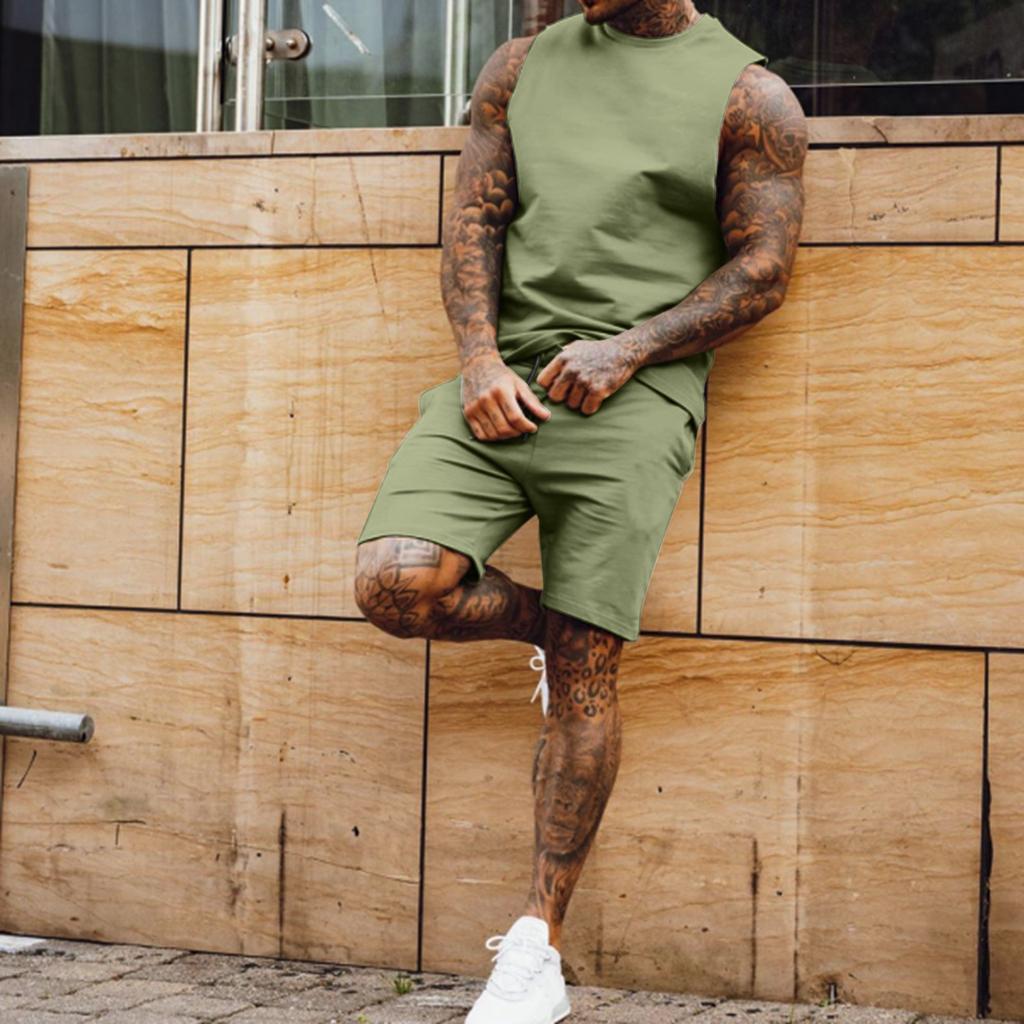 Summer New Vest Vest Men's Loose Lapel Printed Solid Color Shirt Sportswear