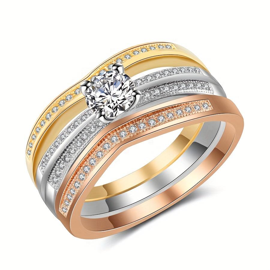 Three-color Three-piece Joint Ring Set