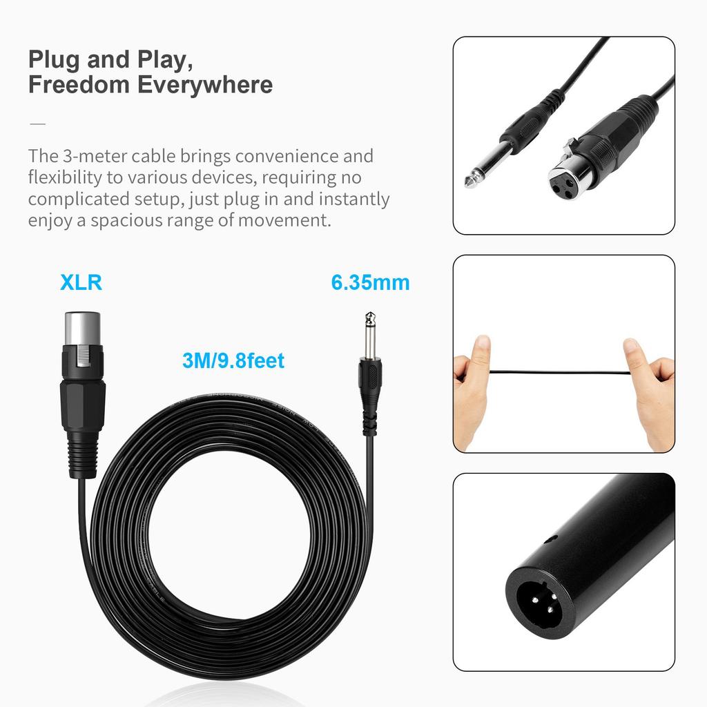 Dynamic Wired Microphone, 6.35mm Cardioid Karaoke Mic for Professional Setting, Handheld Vocal Microphone for Karaoke Machine