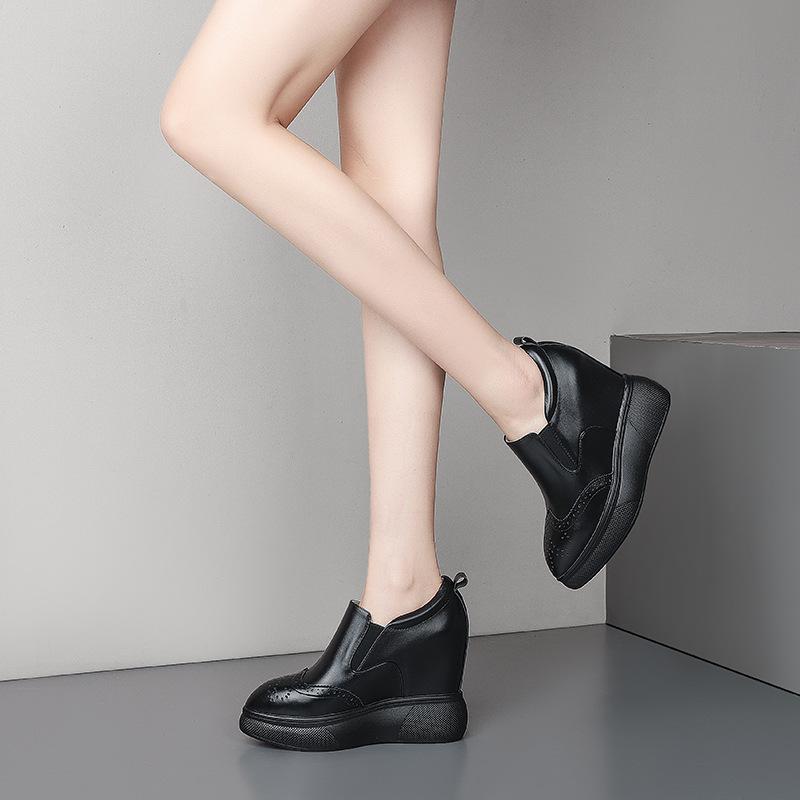 2025 spring new inner height increase and thin single shoes British style fashion versatile pointed thick sole one pedal loafers