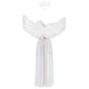 Women Halloween Angel Costume Sleeveless Chiffon Vintage Trim Tunic Dress Feather Angel Wings Headwear Set