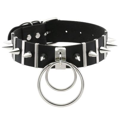 Choker s veľkými hrotmi Kožený obojok Kovový punkový náhrdelník Pre ženy Mužov Emo Choker Gotické šperky Harajuku doplnky