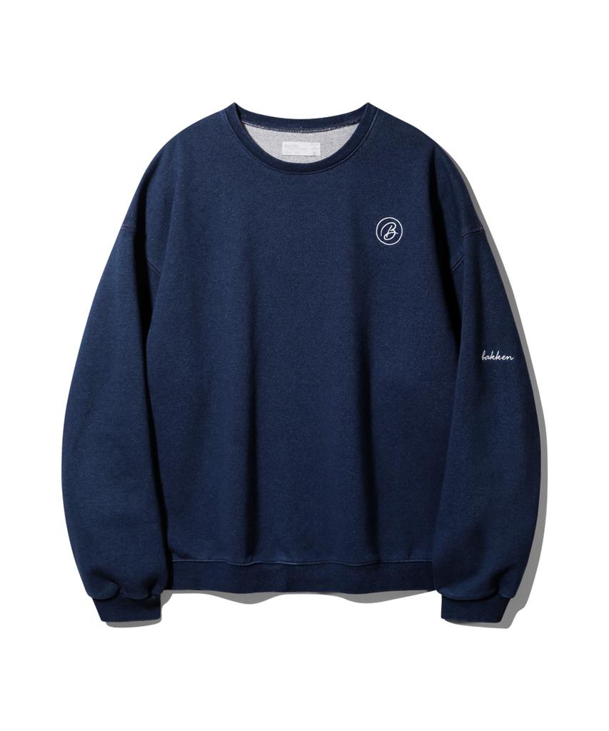 BAKKEN Happy Moment Washed Denim Sweatshirt Bk5978_Dark Blue Denim