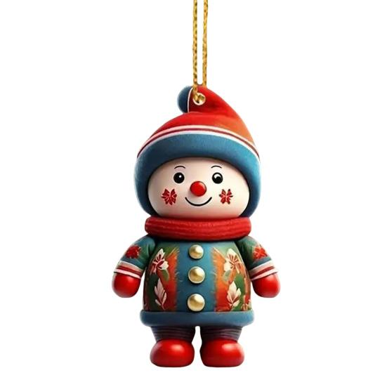 Ornament Cartoon Snowman Santa Claus Pendant 2D Acrylic Xmas Tree