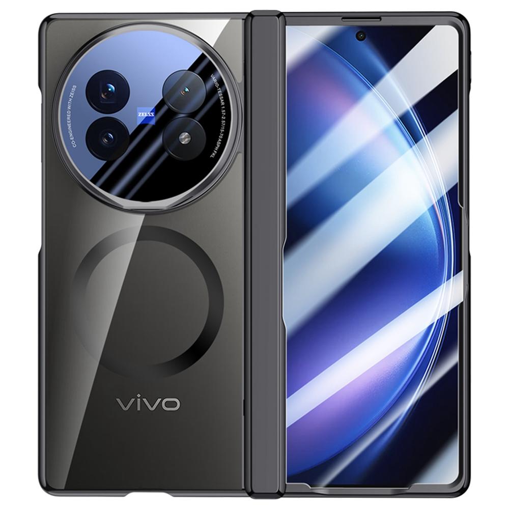 For vivo X Fold5 5G Magnetic Case PC+Acrylic Phone Cover with Anti-Spy Screen Protector,Lens Kickstand