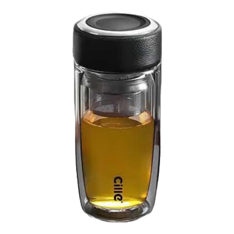 Cille Double Wall Borosilicate Glass Tea Infuser Mug