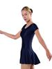 Collant de Ballet Brilhante Sedoso: Vestido de Manga Curta para Yoga e Prática