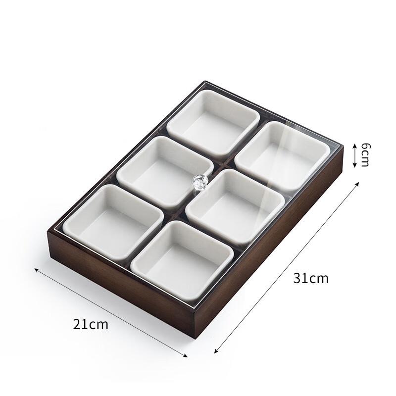 New Chinese Style Ceramic Six-Compartment Snack & Fruit Tray