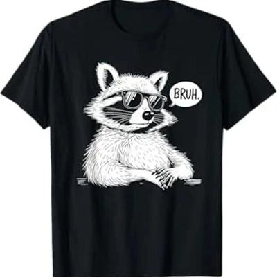 Bruh Raccoon Funny Panda Lover Racoon Meme Slang T Shirt Vintage Versatile Graphic Fashion Comfortable Designer Clothes
