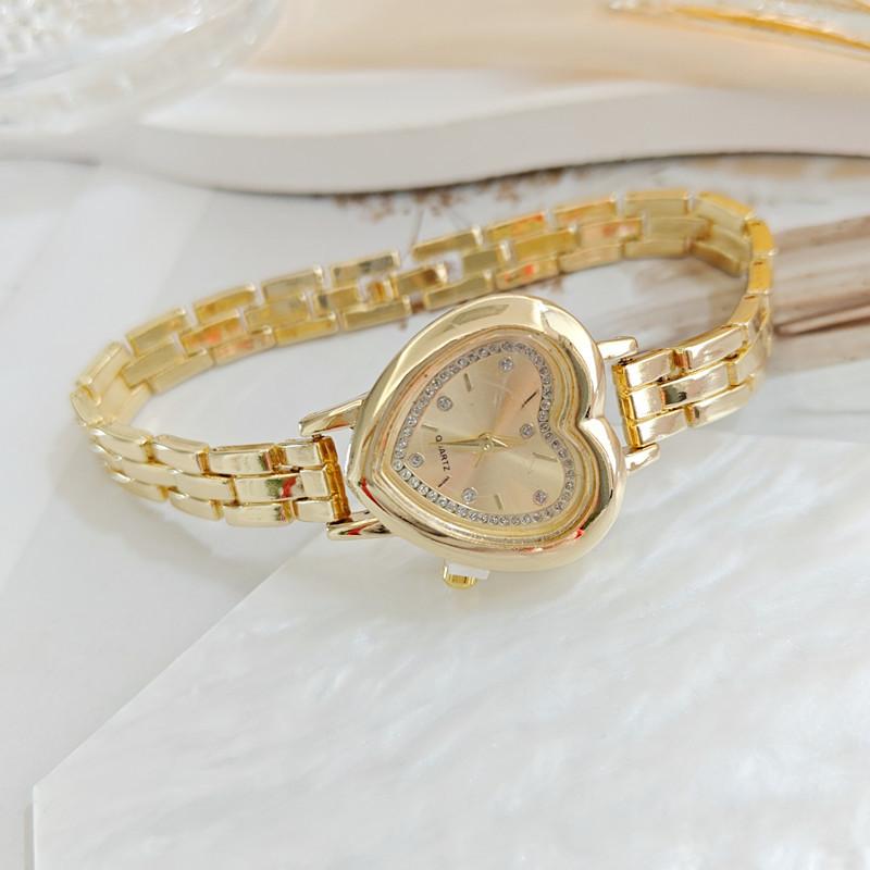 Dames Hartvormige Strass Horlogeband Armband Polshorloge