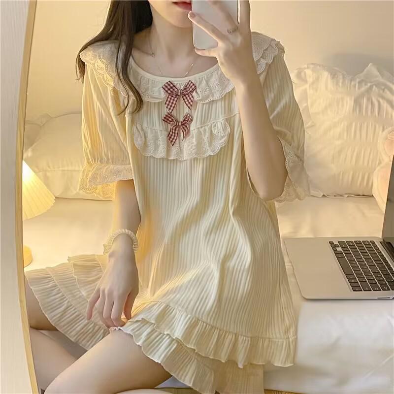 

Women s Summer 2023 Princess Bow Pajama Set: Short Sleeve & Shorts, Loose Fit Homewear L (95-110 jin)