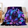 Flannel Butterfly Blanket Purple Floral Digital Printing,Fleece Throw Blanket for Sofa Bed Travel Camping,Office Couch Chair Bed