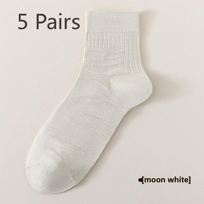

5 пар мужских весенне-летних дезодорирующих впитывающих дышащих хлопковых спортивных носков без косточек 5 Pairs белый