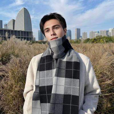 Yousheng Heren Sjaal Geruite Print Winter Warm Dik Imitatie Kasjmier Lange Sjaal Middellange Sjaal Koud Weer Accessoire