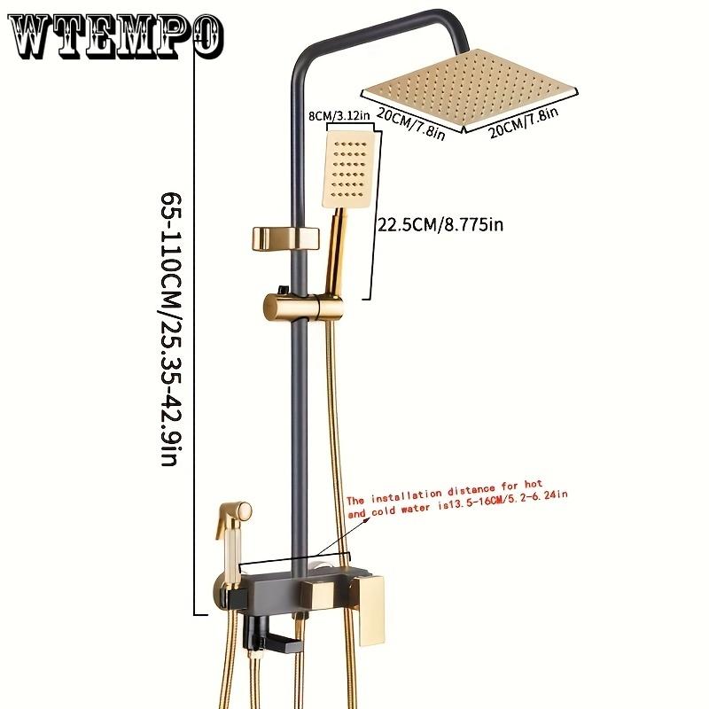 Black & Golden 4-Function Shower Set - Brass, Wall-Mounted with Handheld Spray Head, Dual Shower Heads for Enhanced Pressure