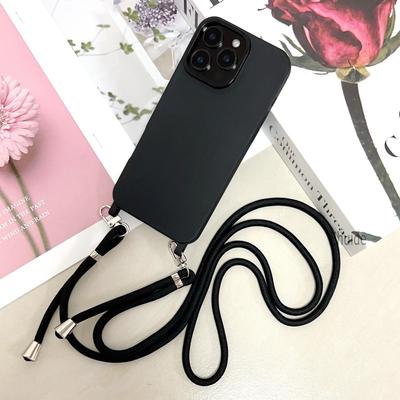 Portable Lanyard Case For iPhone 17 16 Plus 11 12 13 14 15 Pro Max Shockproof Crossbody Cord Strap Necklace Soft Candy Cover