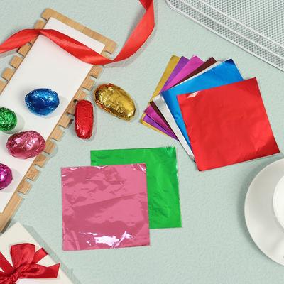 100 Pcs Golden Color Aluminum Foil Candy Chocolate Biscuits Tin Wrapping Paper DIY Metal Embossing Gift Craft Paper Packaging