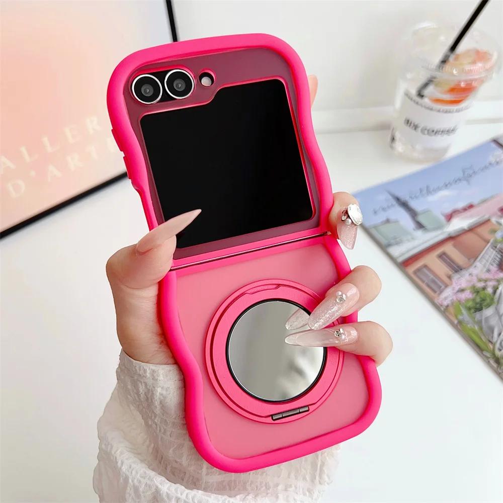 

Magnetic Mirror 360° Rotating Bracket Phone Case for Samsung Galaxy Z Flip 7 FE 6 5 4 3 5G Flip6 Flip5 Flip4 Flip7 Magsafe Cover Galaxy Z Flip7 FE рожевий червоний колір