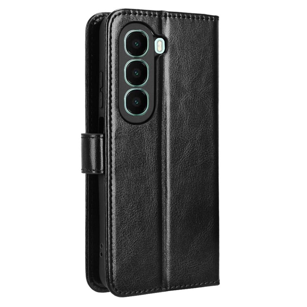 For Itel A95 5G Case Crazy Horse Texture PU Leather Phone Wallet Cover with Wrist Strap