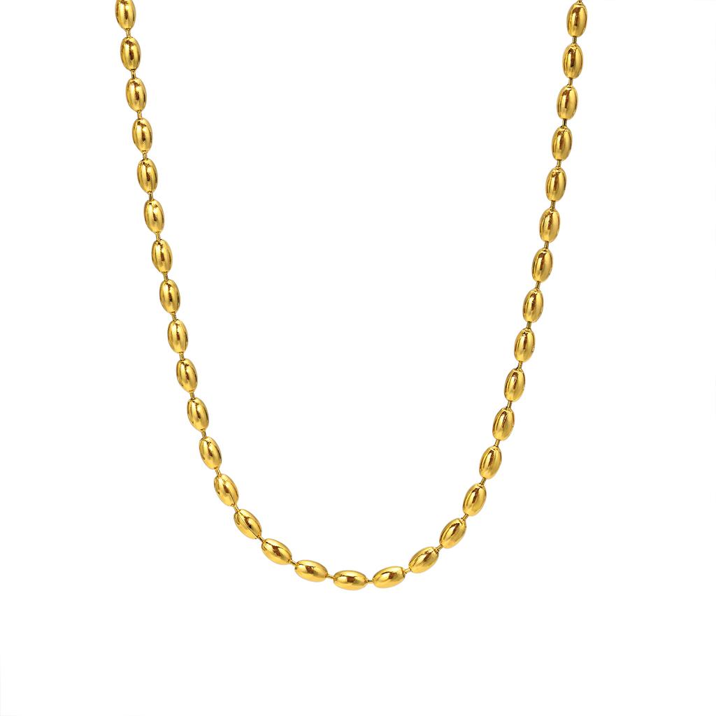 Collana a Catena con Filo di Perle di Riso Ovali Color Argento per Donna, Gioielli Choker con Perline in Acciaio Inossidabile all'Ingrosso