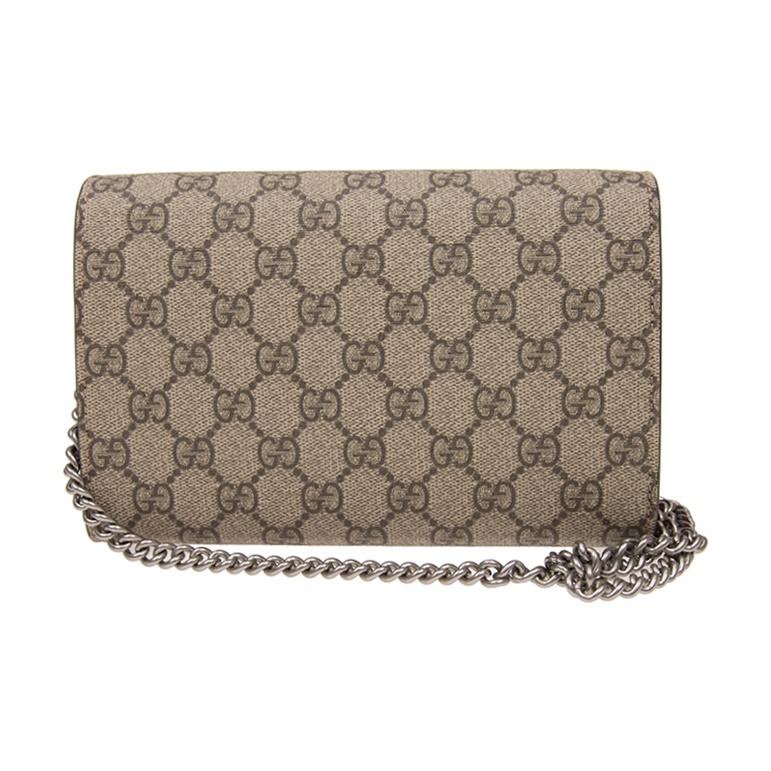 Gucci Dionysus Woc Chain Tiger Head Clasp Logo Red Lining Canvas Wallet Crossbody Shoulder Bag Women Bags Dark-Brown 401231-KHNSN-8698