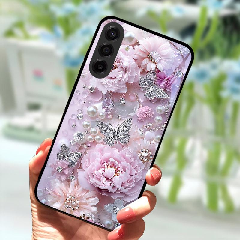 Pro Samsung Galaxy S25 FE Pouzdro na telefon Módní tvrzené sklo Zadní kryt telefonu Pro Samsung S25FE S 25 FE Ochrana objektivu Fundas