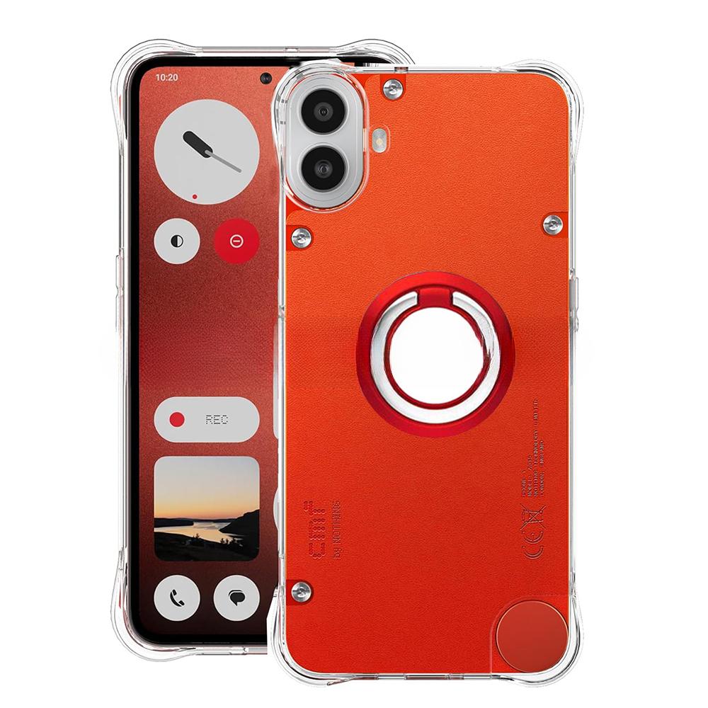 

Для Nothing CMF Phone 1 Магнитный держатель для кольца Силиконовый чехол с подушками безопасности для Nothing CMFphone1 Phone 2A Ударопрочный прозрачный мягкий бампер из ТПУ Nothing CMF Phone1 красный