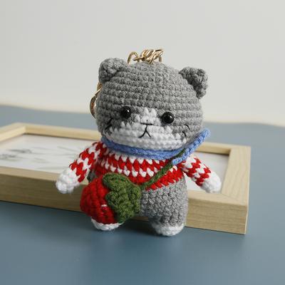 Handgefertigter Kätzchen-Häkel-Schlüsselanhänger Kreative Cartoon-Katzenpuppe Autoschlüssel Schlüsselanhänger Stricken Niedlicher Katzen-Schlüsselanhänger Für Tasche Anhänger Geschenke