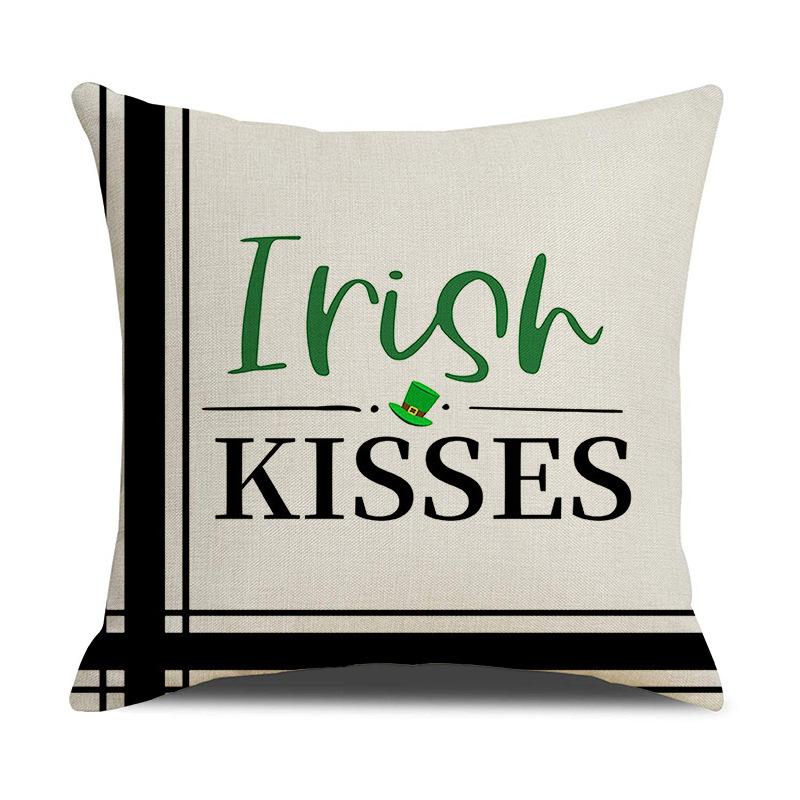 Jit St. Patrick's Day Nordic Style Pillow Waist Holiday Letter Linen Bedside Sofa Waist Pillow Case