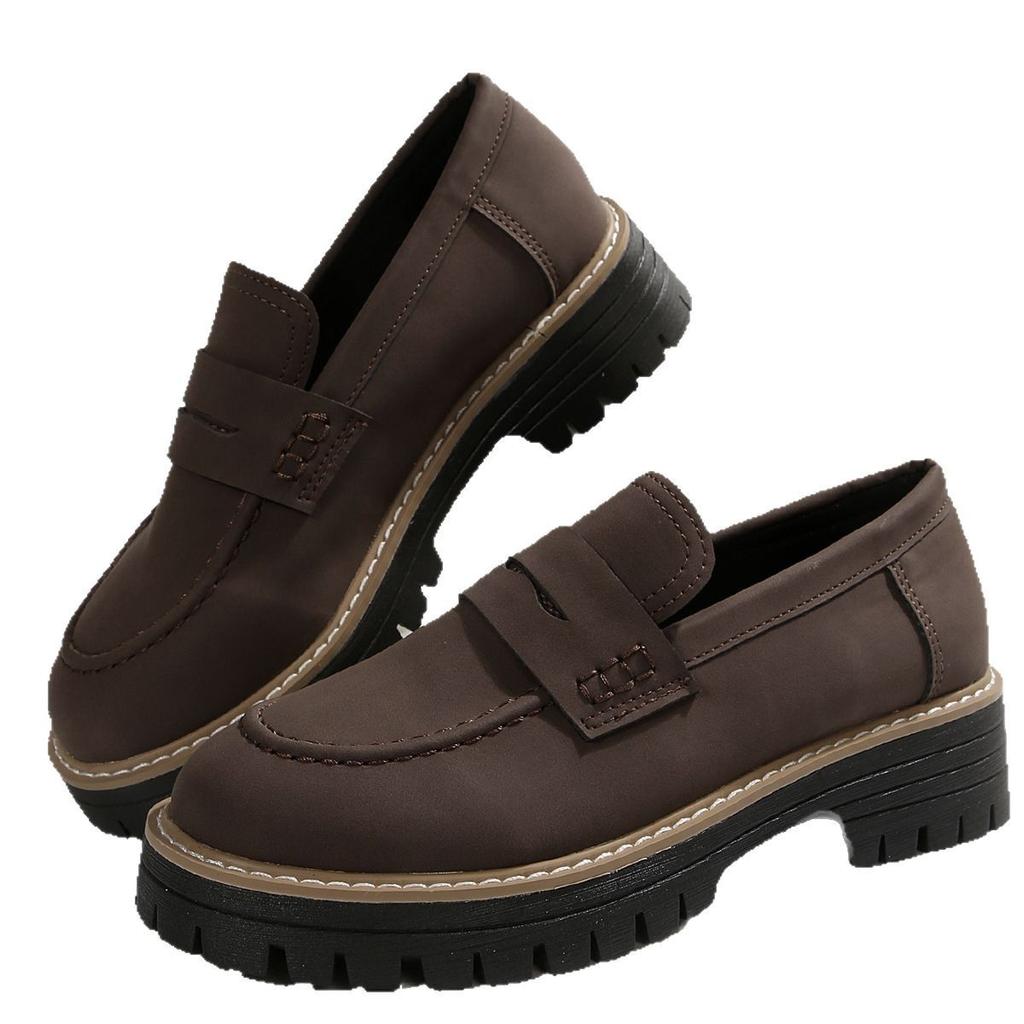 New Spring and Autumn Large Size Casual Scrub Women's Shoes Thick Heel Platform Retro