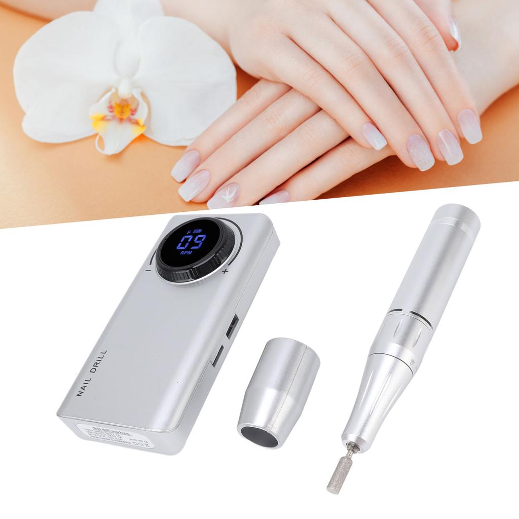 Electric Nail Drill Machine 35000RPM LED Display Rechargeable Nail Polishing Grinding Machine
