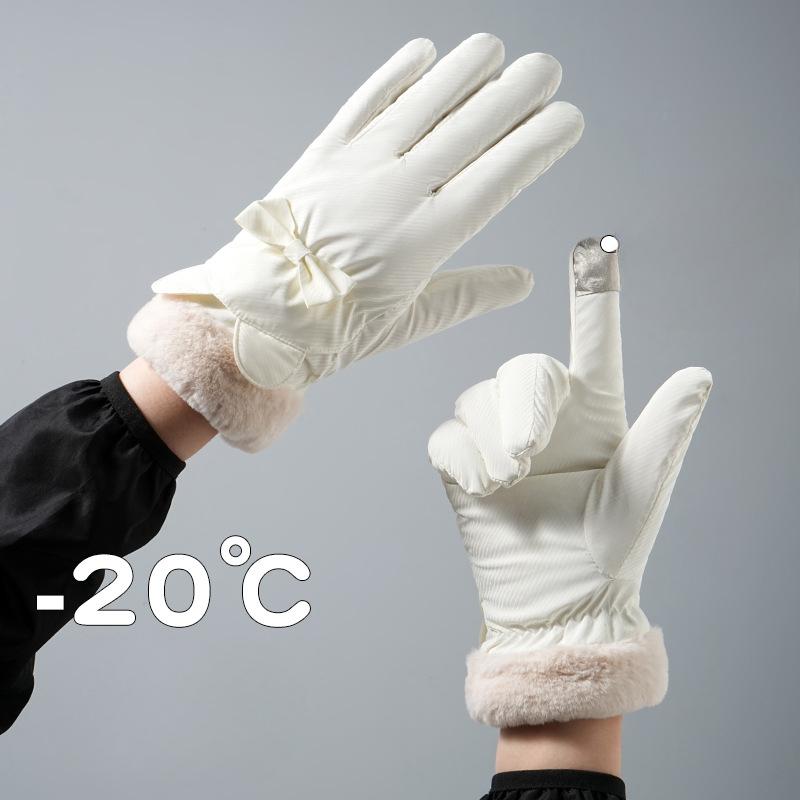 Autumn and Winter Warm Gloves for Women Thickened with Fleece Windproof Cute Butterfly Student Outdoor Cycling Touch Screen Skiing Gloves