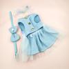 Pet Pink Woolen Dress Coat Princess Mesh Bow Dress Cat Clothing Pet Set Puppy Clothes Autumn/Winter Pink Dresses Puppy