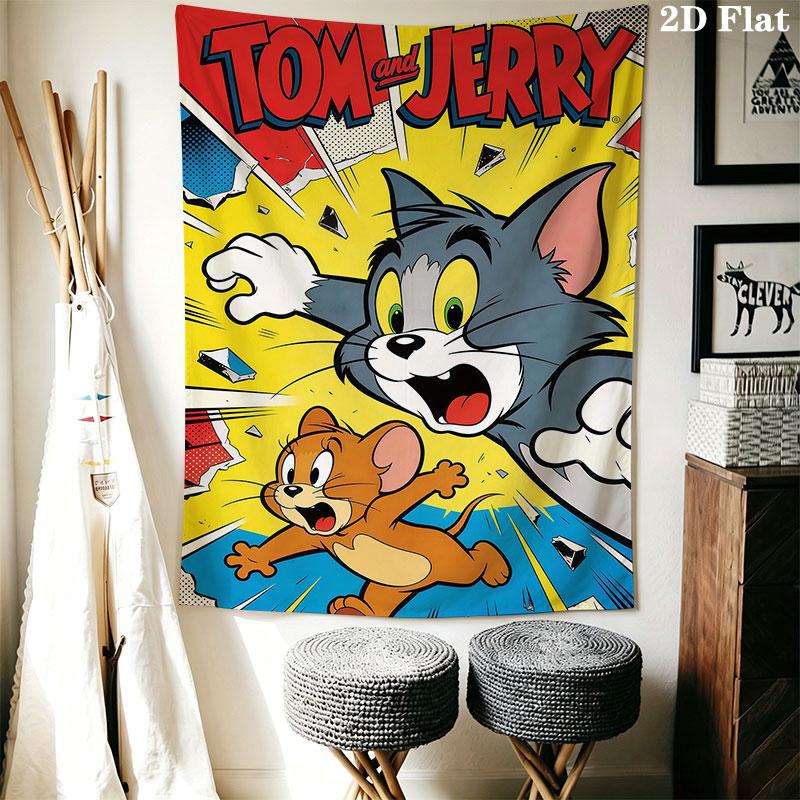 Tom and Jerry B Wall Hanging Printed Fabric Blanket Decorative Tapestries for Bedroom Living Room Home Decor