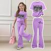 Kids Girls Casual Short Sleeve Printed Outfit Set for Play and Daily Wear