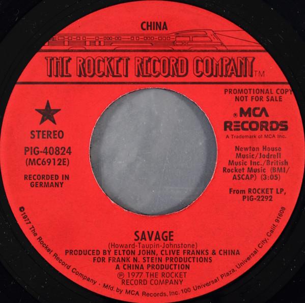 7inch Record CHINA  Savage PIG40824PROMO ROCKET RECORD C 1977 US Rock Used