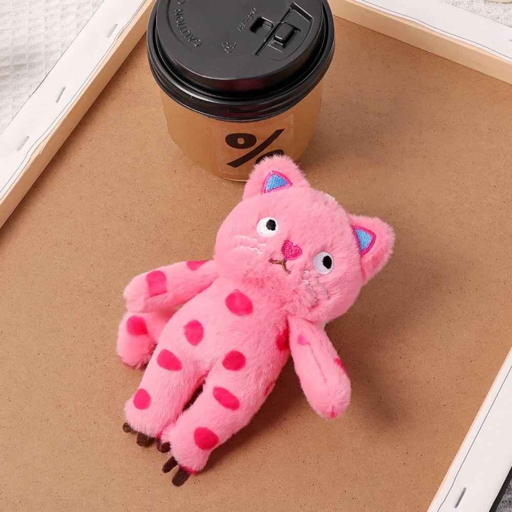 Black Cat Dotted Cat Doll Pendent Lovely Cat Plush Doll Keychain  Backpack Decor