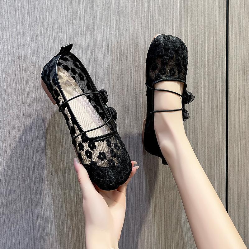 Mesh breathable Doudou shoes women's 2025 summer new one-pedal Mary Jane shoes soft-soled versatile flat-soled single shoes