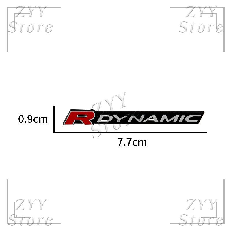 Emblema Logo Metallo 3D R Dynamic per Auto Badge Adesivi per Portellone Posteriore