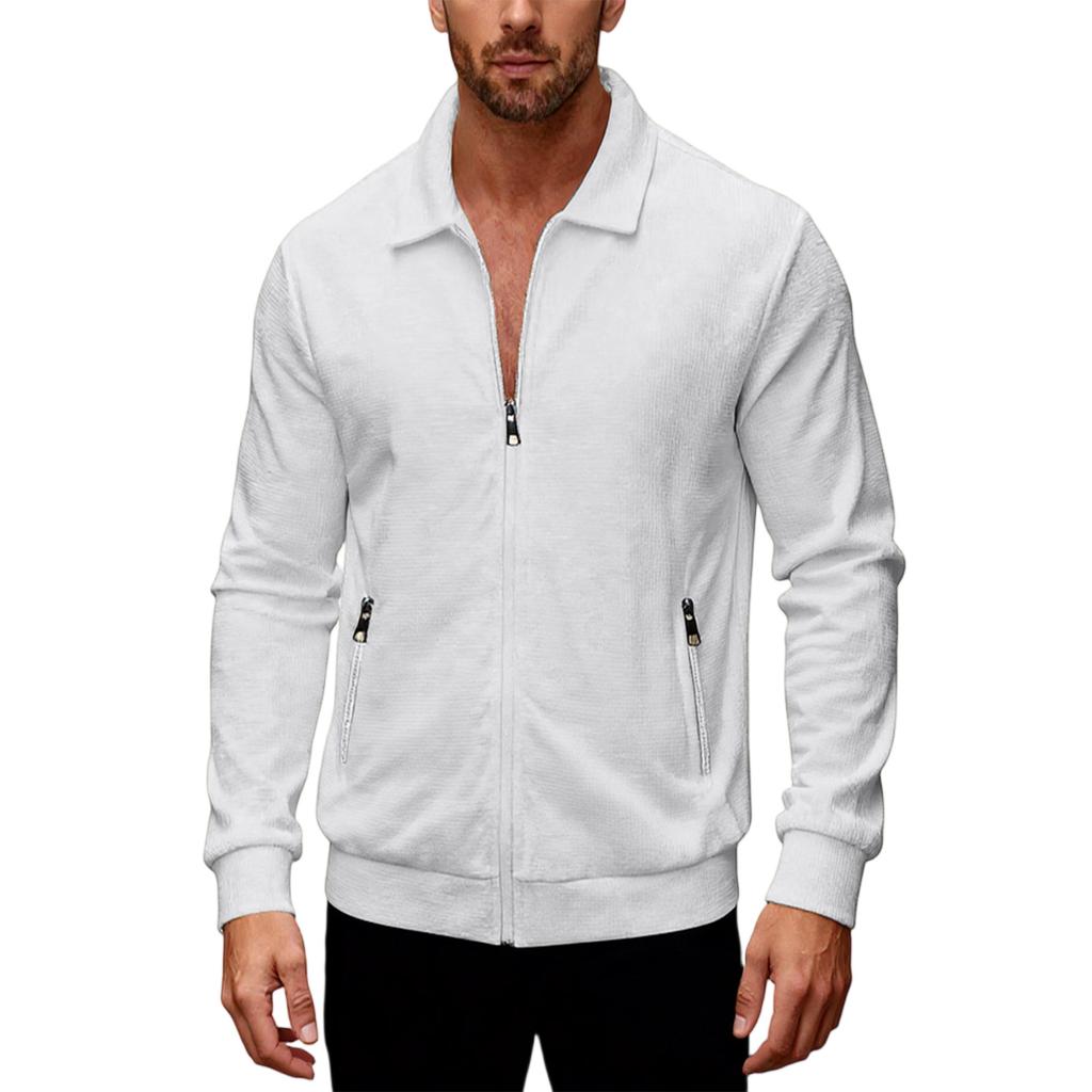 Men's  Flip Collar  Zipper  Long Sleeves  Self-Cultivation  Jacket  Cardigan  Coat