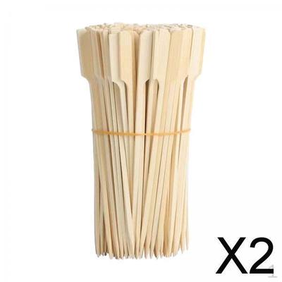 2x 100x Bamboo Skewers Barbecue BBQ Smooth Thicked Disposable Appetizers for Camping