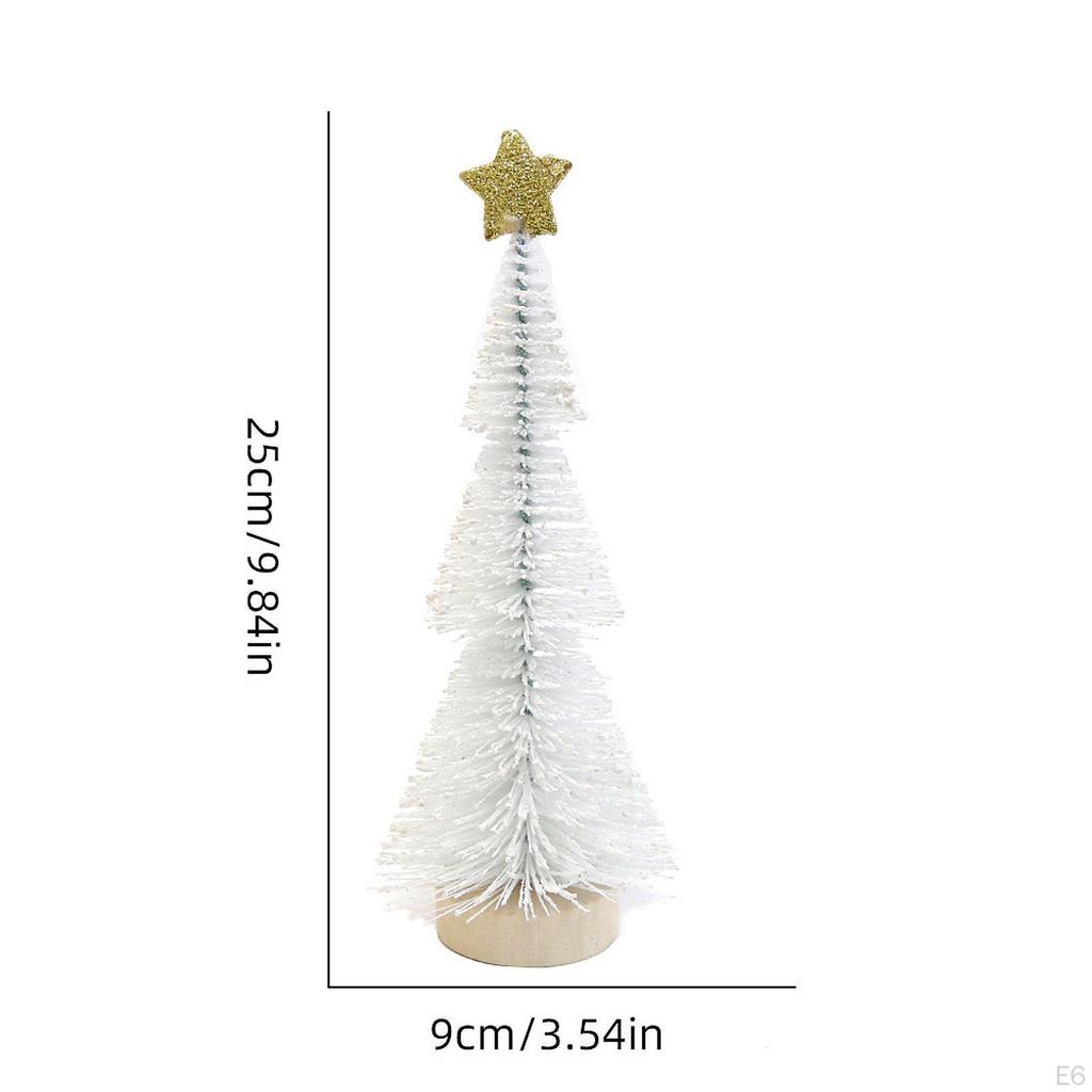 25cm Miniature Christmas Tree on Wood Base, Ideal for Table Decorations