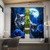 Wolf-Themed Polyester Pongee Room Darkening Curtains 2pcs Set - Contemporary Semi-Sheer Rod Pocket Drapes for Bedroom   Living Ro