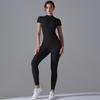 European-American Open-Neck Zipper Jumpsuit: Sexy, Tight-Fitting Short-Sleeve Dance & Yoga Bodysuit for Women