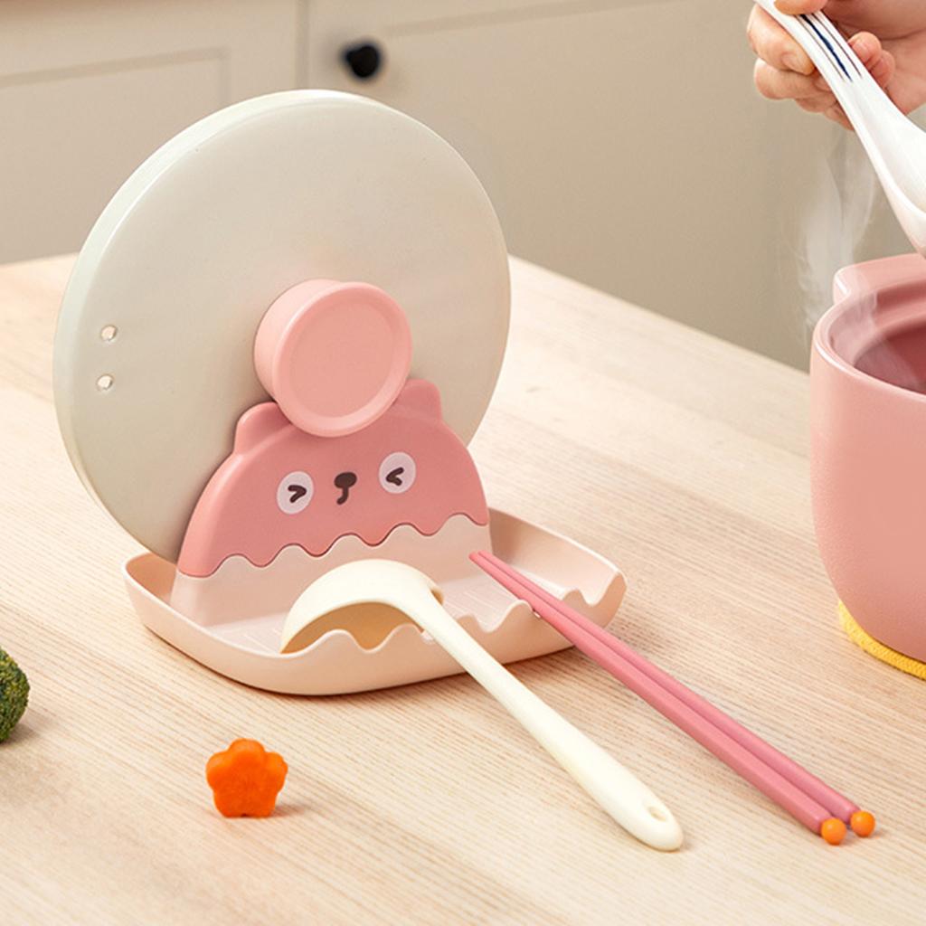 Spoon Rest with Lid Holder Thicken Prevents Deformation Pot Lid Utensil Rest for Household Kitchen